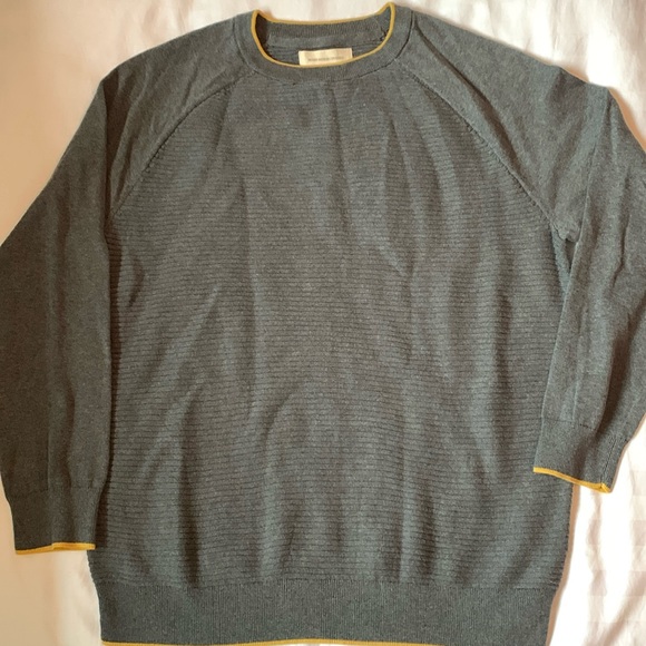 COPY - Fredrik Anderson Copenhagen grey cotton ribbed crewneck sweater w yellow… - Picture 1 of 5
